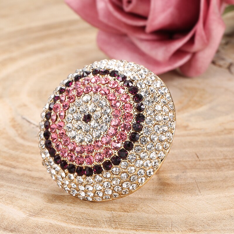Colorful Crystal Women Big Rings Gold Color Morocco Banquet Wedding Ring Statement Jewelry Crystal Gift