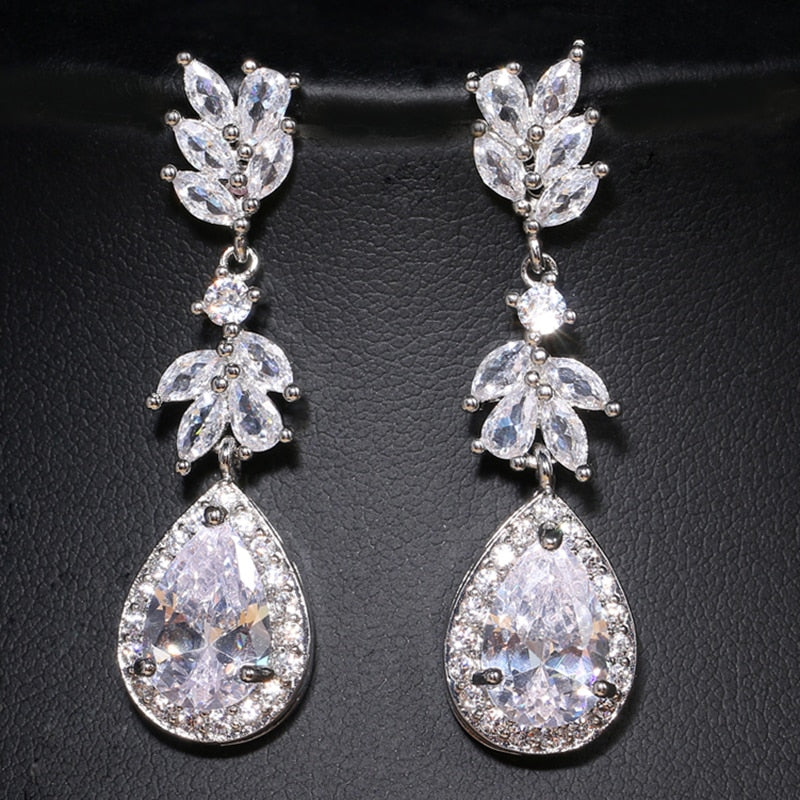 Cubic Zirconia Crystal Clip-On Bridal and Wedding Earrings, Jewelry for Brides, Bridesmaids, Prom