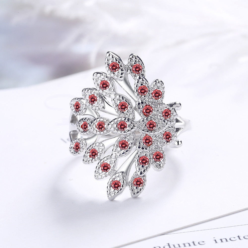 S925 sterling silver and high-quality Red Cubic Zirconia with 20 mm