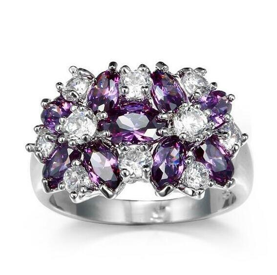 Metal Purple AWN Silver Color ring with a Black onyx cocktail design is a perfect choice. Classic Style Pave RingClassic Style Pave Ring - A slick ring that is comfortable enough to wear around daily. High polished. Exquisite workmanship and comfort Fit.