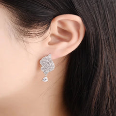 Angel wings CZ Zircon 925 Sterling Stud Earrings in silver