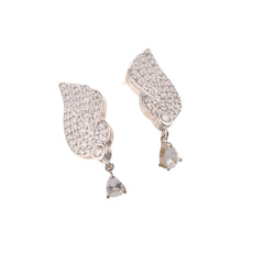 Angel wings CZ Zircon 925 Sterling Stud Earrings in silver Default Title