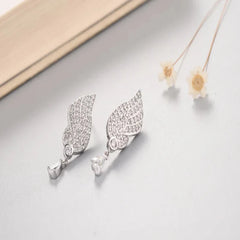 Angel wings CZ Zircon 925 Sterling Stud Earrings in silver