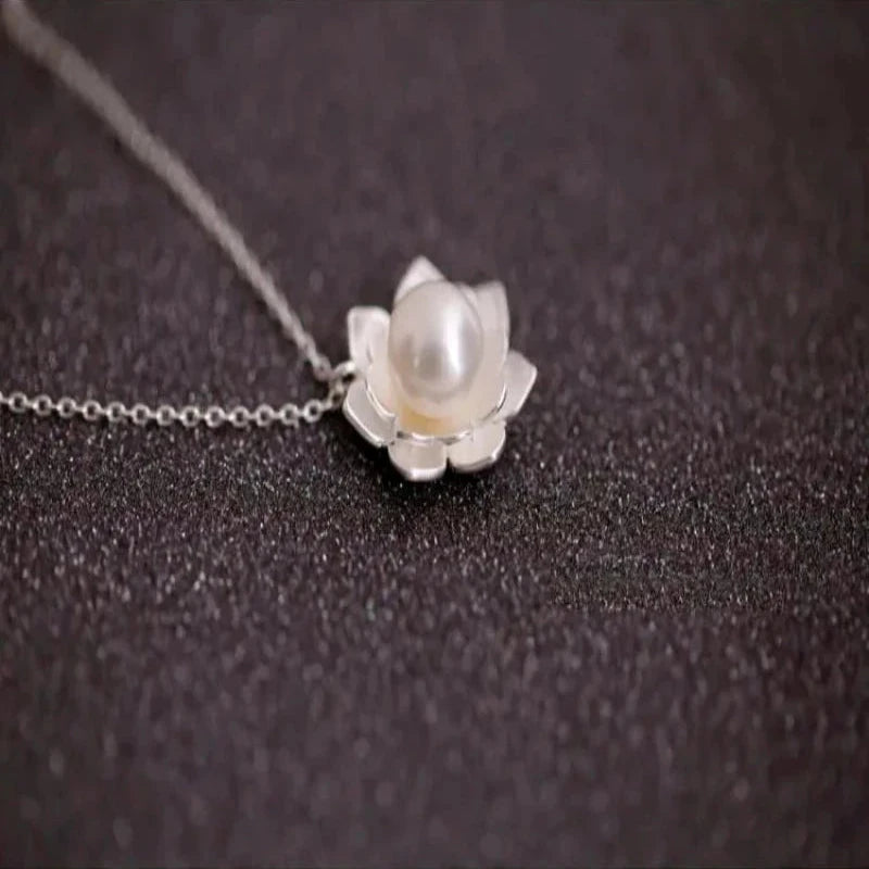 Flower shell pearl 925 Sterling Silver Necklace & Pendant