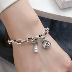 Old Dollar Money Bag 925 Sterling Silver Bracelet Default Title
