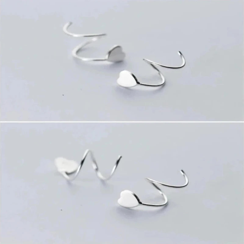 Heart Dangle Vertical Bar 925 Sterling Silver Drop Earrings