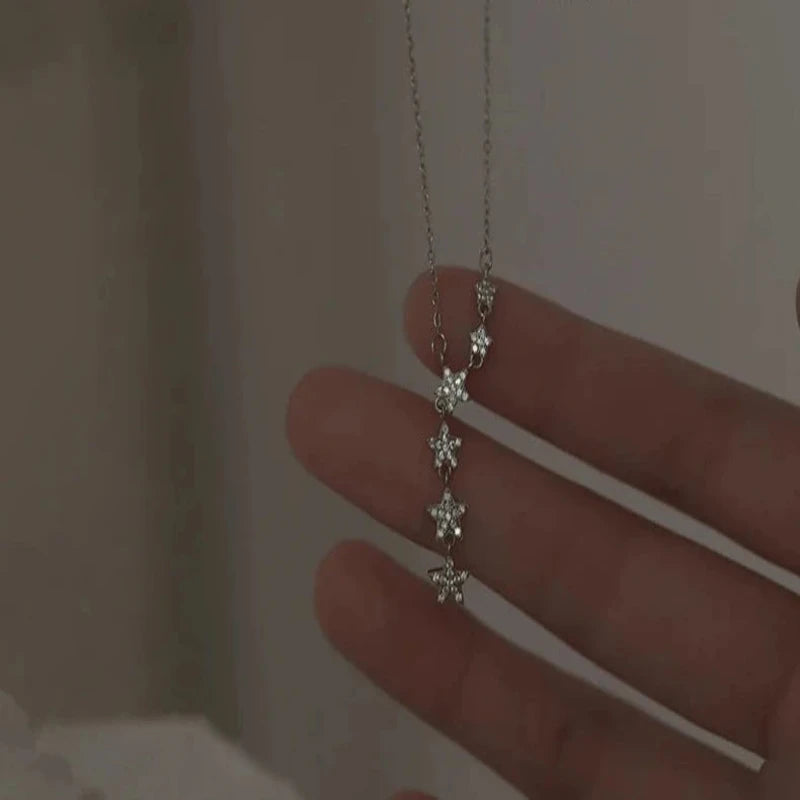 Star Tassel 925 Silver Sterling Necklace