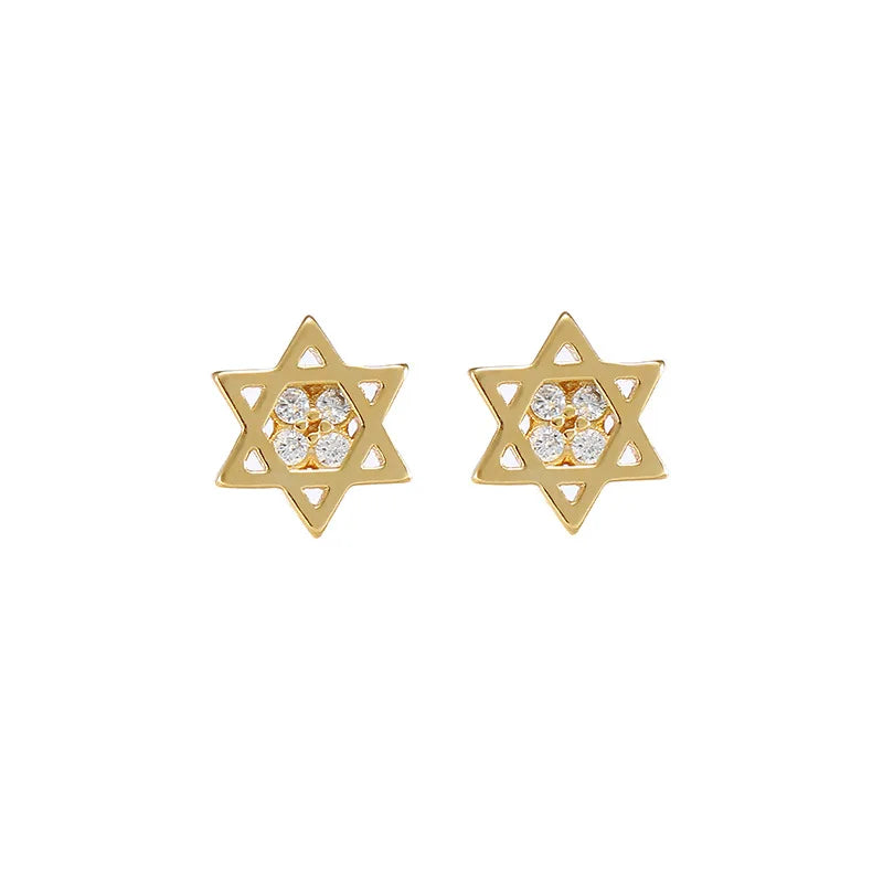 Crystal Star Six-Pointed 925 Sterling Silver Stud Earrings Default Title