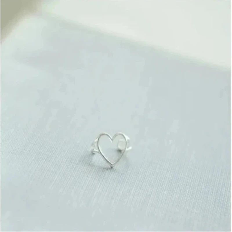 Heart Star Set 925 Sterling Silver Clip Earrings