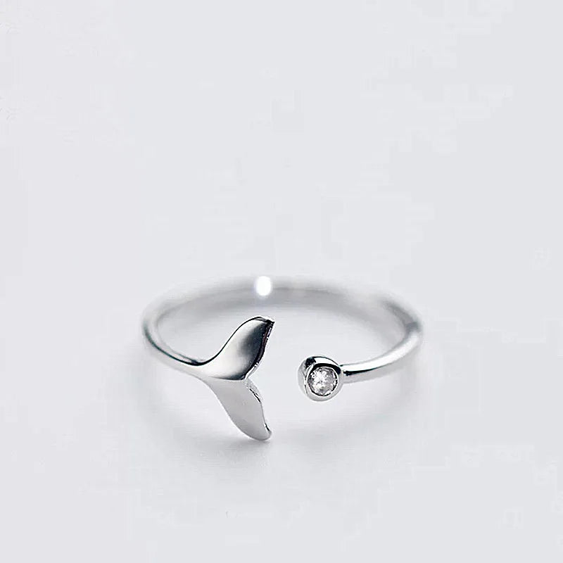 Dolphin Tail 925 Sterling Silver Ring resizable