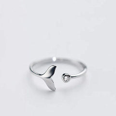 Dolphin Tail 925 Sterling Silver Ring resizable