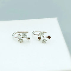 Flower Leaf 925 Sterling Silver Clip Earring