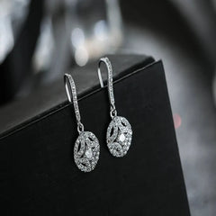 Round Zirconia 925 Sterling Silver Drop Earrings