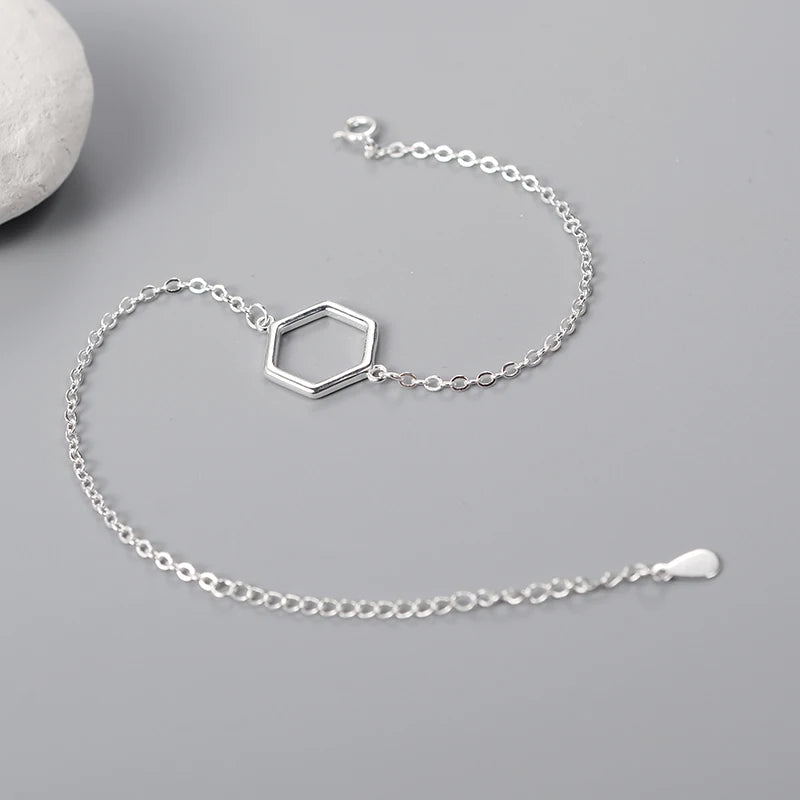 Hexagon 925 Sterling Silver Bracelet