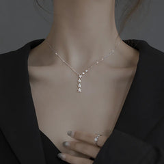 Star Tassel 925 Silver Sterling Necklace Silver