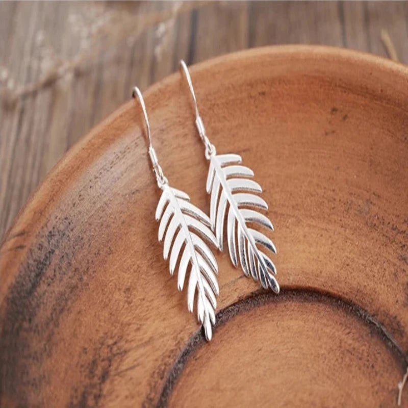Tassel leaf 925 Sterling Silver Drop Earrings