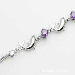 Dolphin Zircon 925 Sterling Silver Bracelet