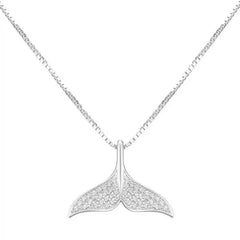 Dolphin Tail Zirconia 925 Sterling Silver Necklace & Pendant