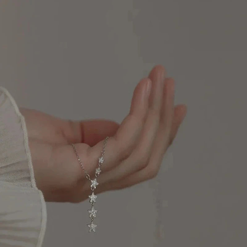 Star Tassel 925 Silver Sterling Necklace