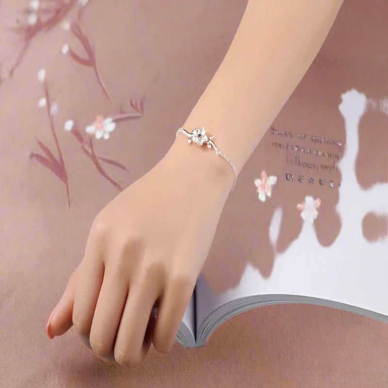 Flower Tree Branches 925 Sterling Silver Bracelet