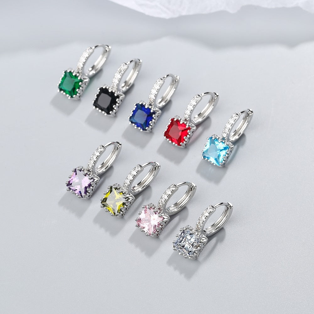 Multicolor Crystal Dangle Earrings and Studs for Women 925 Silver Hypoallergenic Dangle Earrings Leverback Earrings for Girls