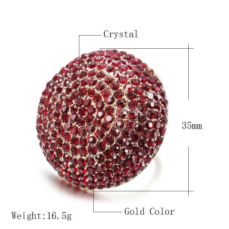 Colorful Crystal Women Big Rings Gold Color Morocco Banquet Wedding Ring Statement Jewelry Crystal Gift