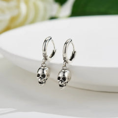 Skull 925 Sterling Silver Hoop Earring Silver