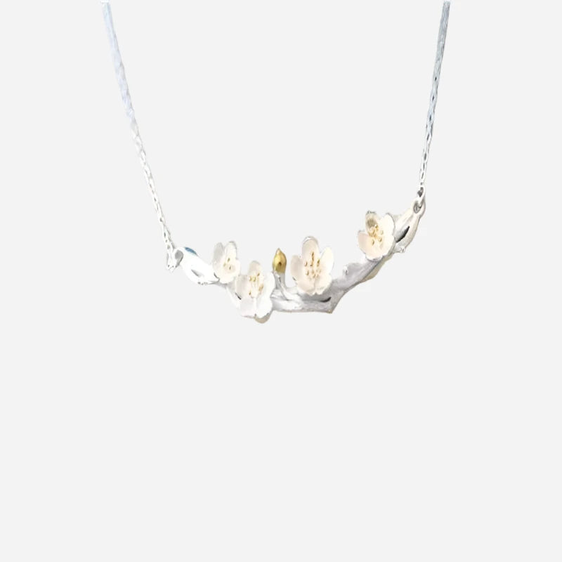 Plum Flower 925 Sterling Silver Necklace & Pendant