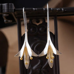 Long Sun Flower 925 Sterling Silver Drop Earrings 925 sterling silver