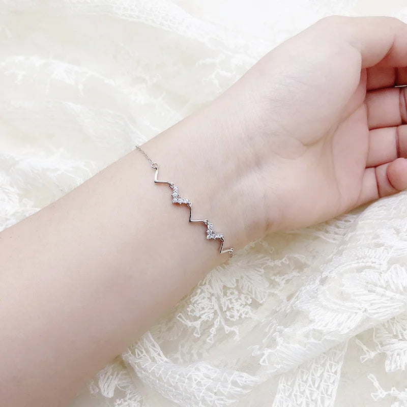 Geometric V Shape 925 Sterling Silver Bracelet 925 Sterling Silver 19cm