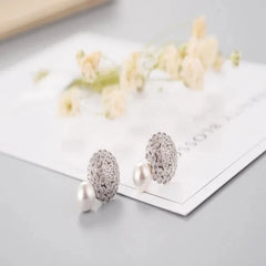 Flower Shell pearl 925 Sterling Silver Stud Earrings