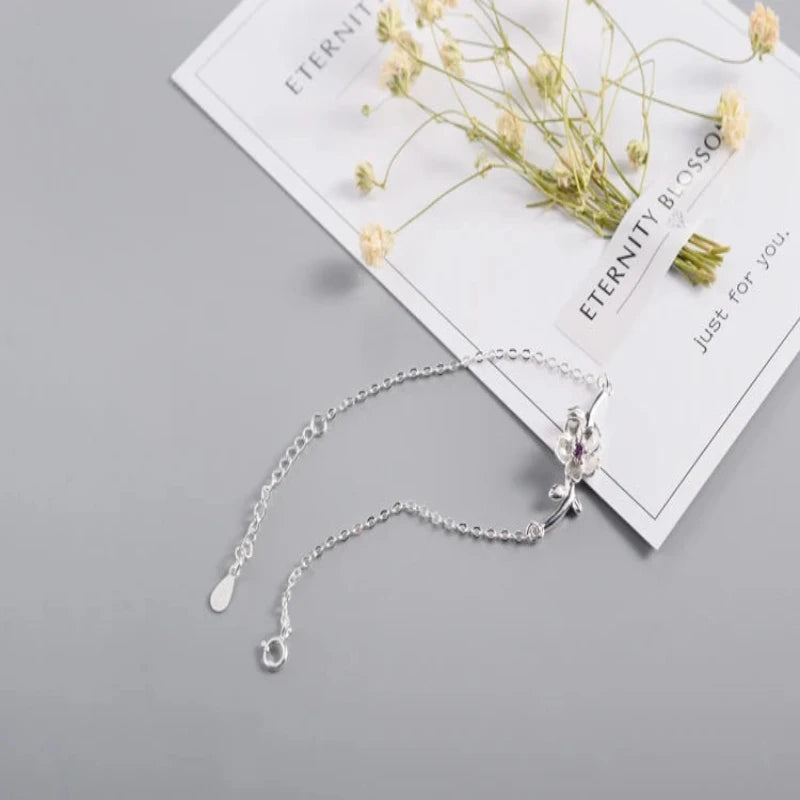 Flower Tree Branches 925 Sterling Silver Bracelet