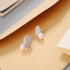 Flower Shell pearl 925 Sterling Silver Stud Earrings