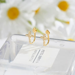 Cross Ear Cuff 925 Sterling Silver Clip Earrings