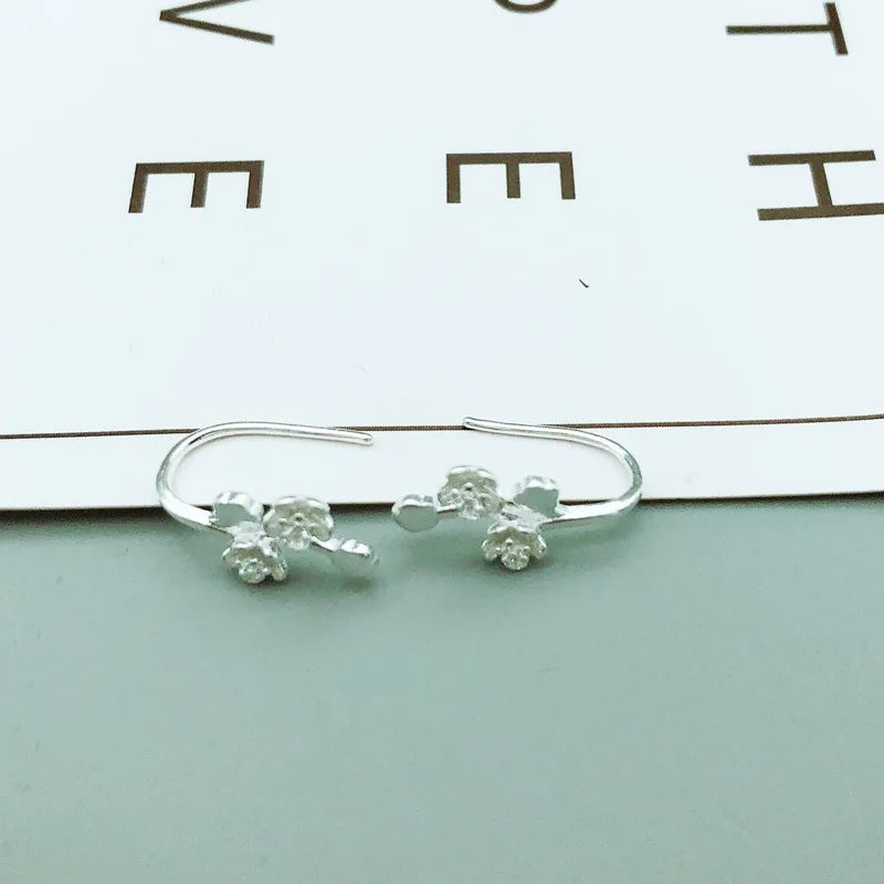 Flower Leaf 925 Sterling Silver Clip Earring