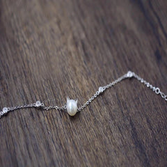 Simple Bar Cat pearl 925 Silver Sterling Bracelet