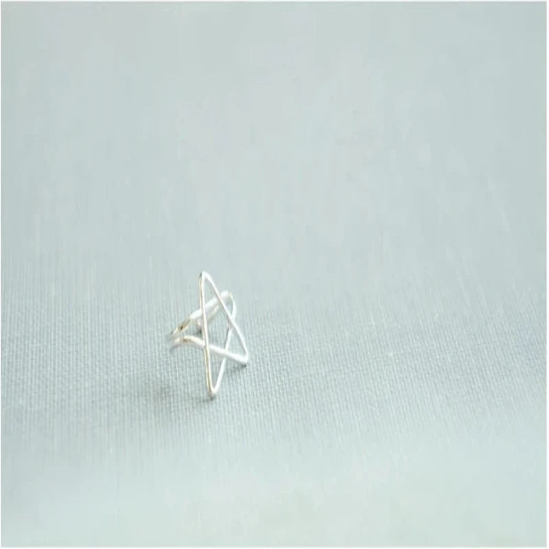 Heart Star Set 925 Sterling Silver Clip Earrings