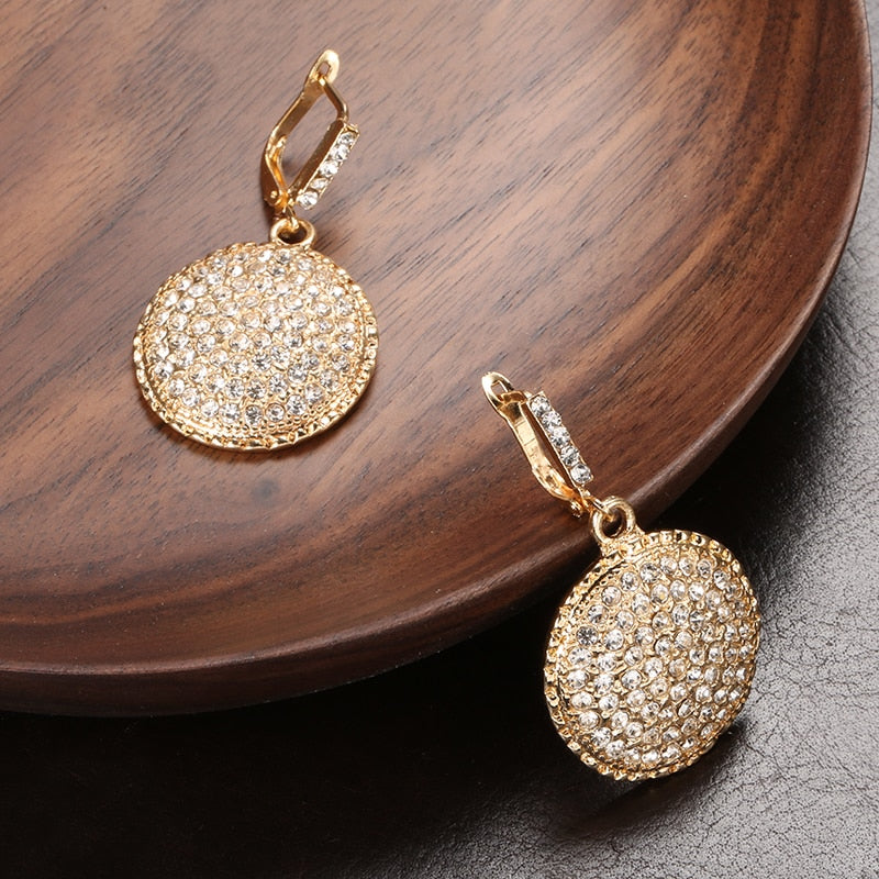 Fashion Colorful Crystal Women Big Drop Earrings Gold Color Morocco Banquet Wedding Earring Statement Jewelry Crystal Gift