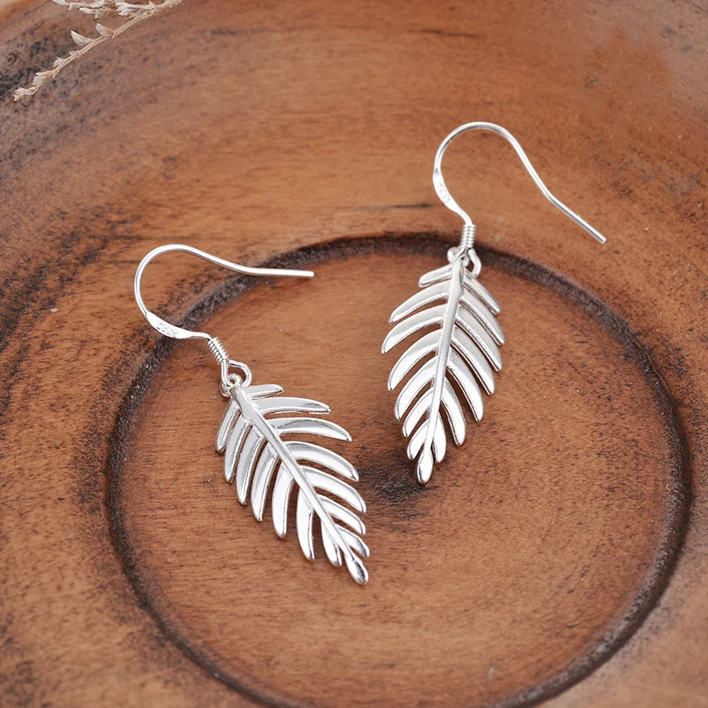 Tassel leaf 925 Sterling Silver Drop Earrings