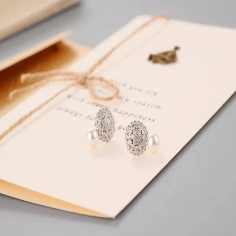 Flower Shell pearl 925 Sterling Silver Stud Earrings