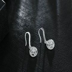 Round Zirconia 925 Sterling Silver Drop Earrings