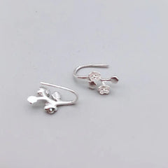Flower Leaf 925 Sterling Silver Clip Earring