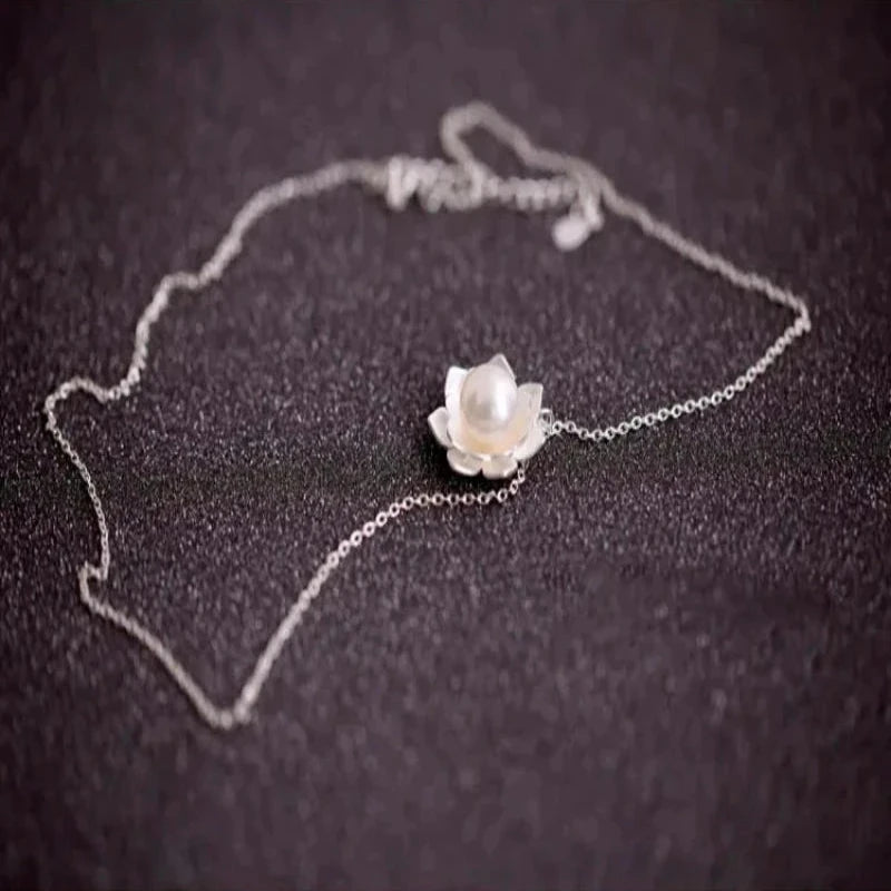 Flower shell pearl 925 Sterling Silver Necklace & Pendant