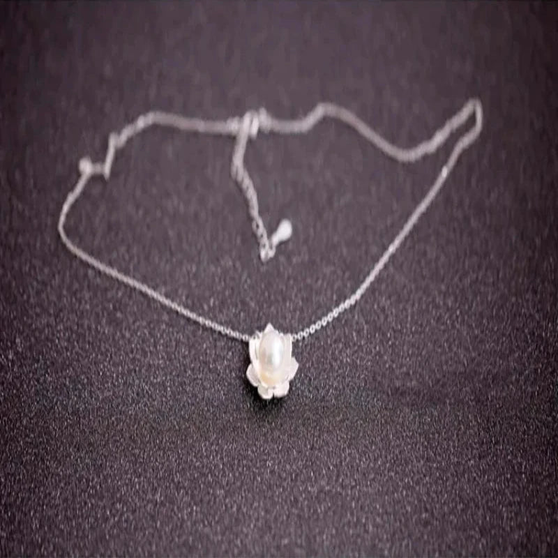 Flower shell pearl 925 Sterling Silver Necklace & Pendant