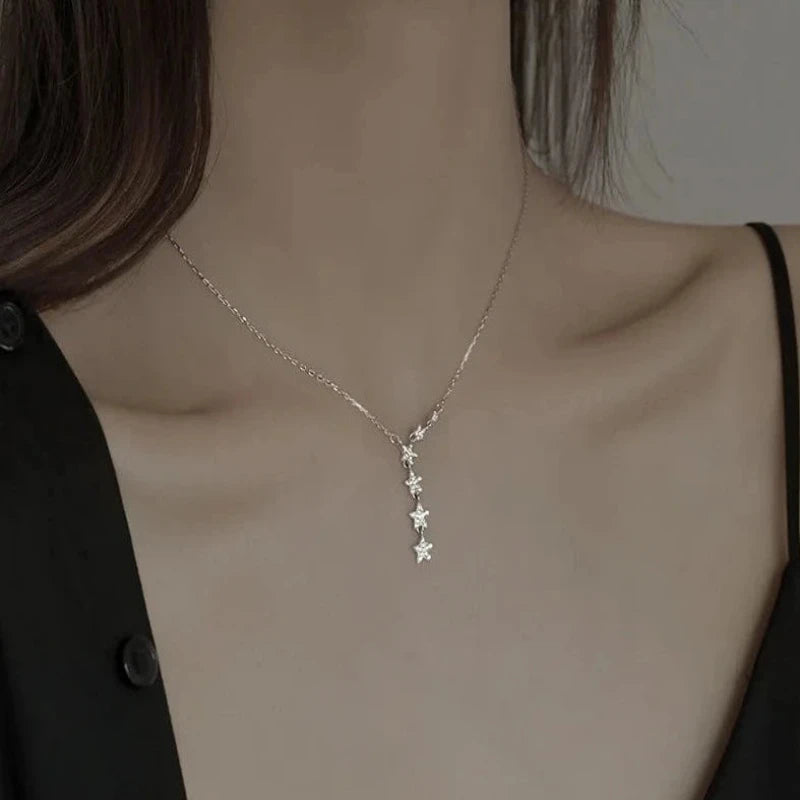 Star Tassel 925 Silver Sterling Necklace