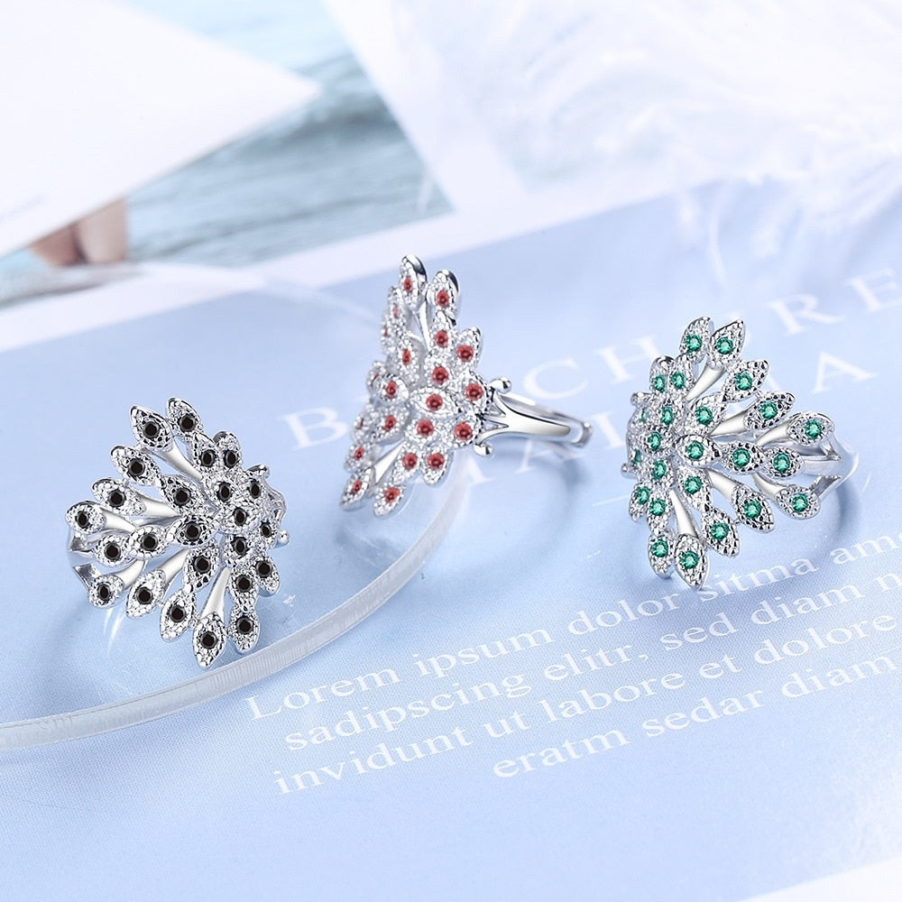 S925 sterling silver and high-quality black, red, green Cubic Zirconia with 20 mm