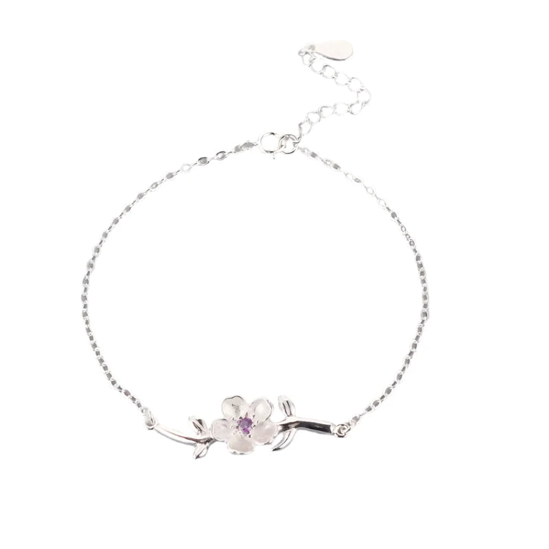 Flower Tree Branches 925 Sterling Silver Bracelet 925 Sterling Silver 19.5cm