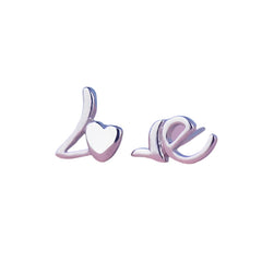 Love letter 925 Sterling Silver Stud Earrings Silver