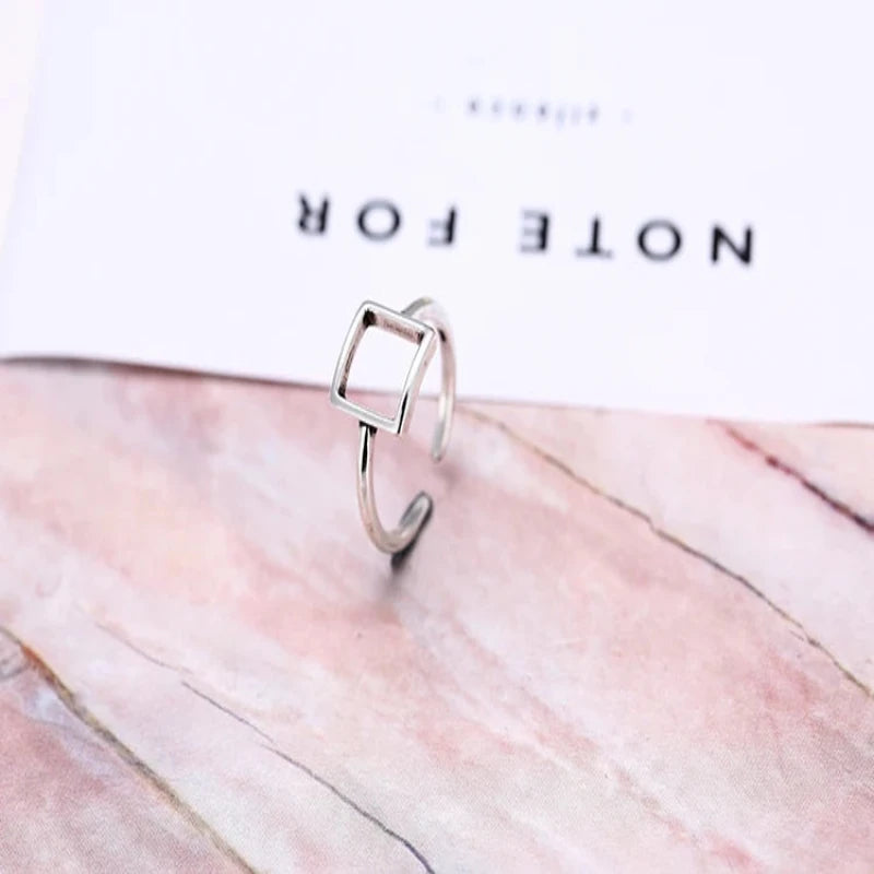 Square Shape 925 Sterling Silver Ring