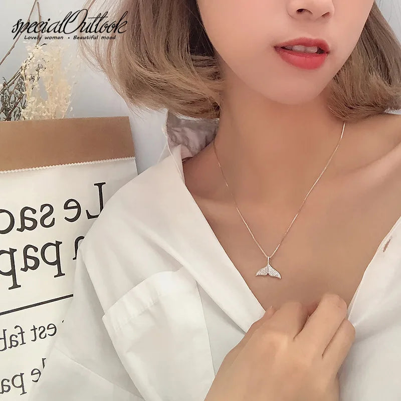 Dolphin Tail Choker 925 Sterling Silver Necklace & Pendant